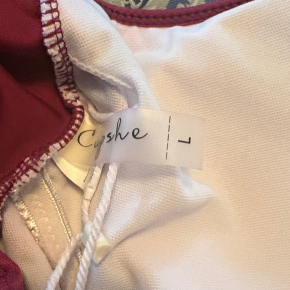 Cupshe Maroon and Crochet Cream Women’s One Piece Swimsuit Size L - Picture 7 of 8